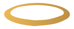 A gold colored circle with black background